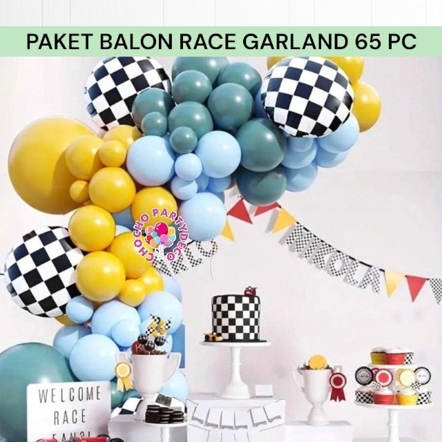 Jual Paket Balon RACE CAR HOTWHEELS GARLAND 65 PC / Dekorasi Ulang ...