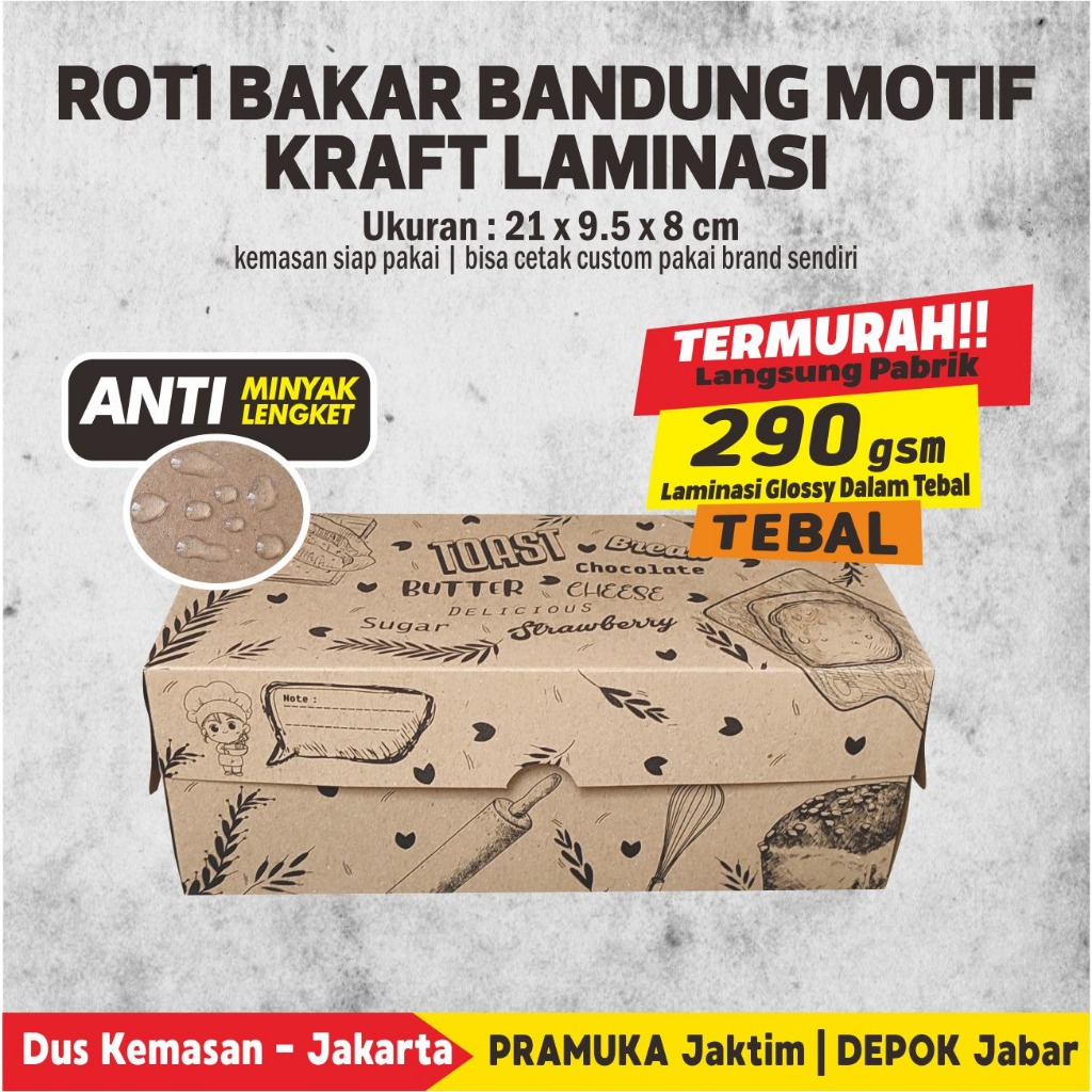 Jual BOX ROTI BAKAR BANDUNG KRAFT MOTIF LAMINASI | Shopee Indonesia