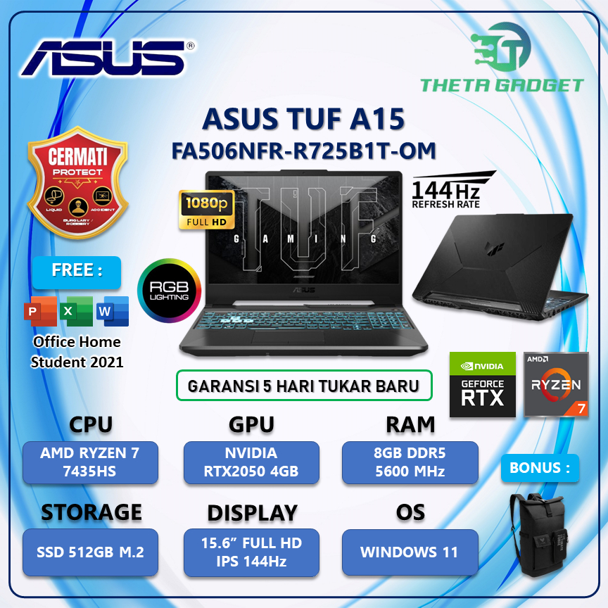 Jual Laptop Asus RTX2050 4GB Ryzen 7 - 7435HS/ 8Gb 512Gb 15.6