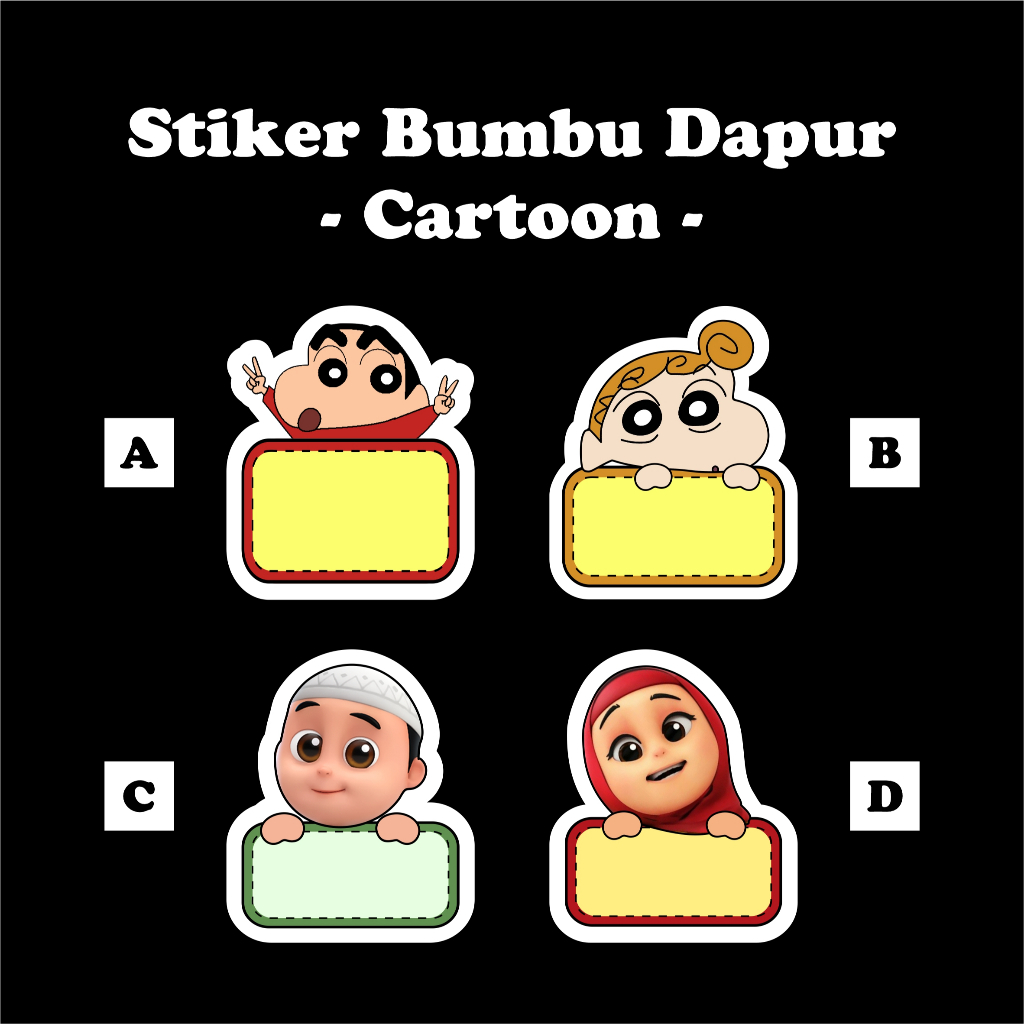 Jual Stiker Bumbu Dapur Free Custom Shinchan Himawari Nussa Rara ...