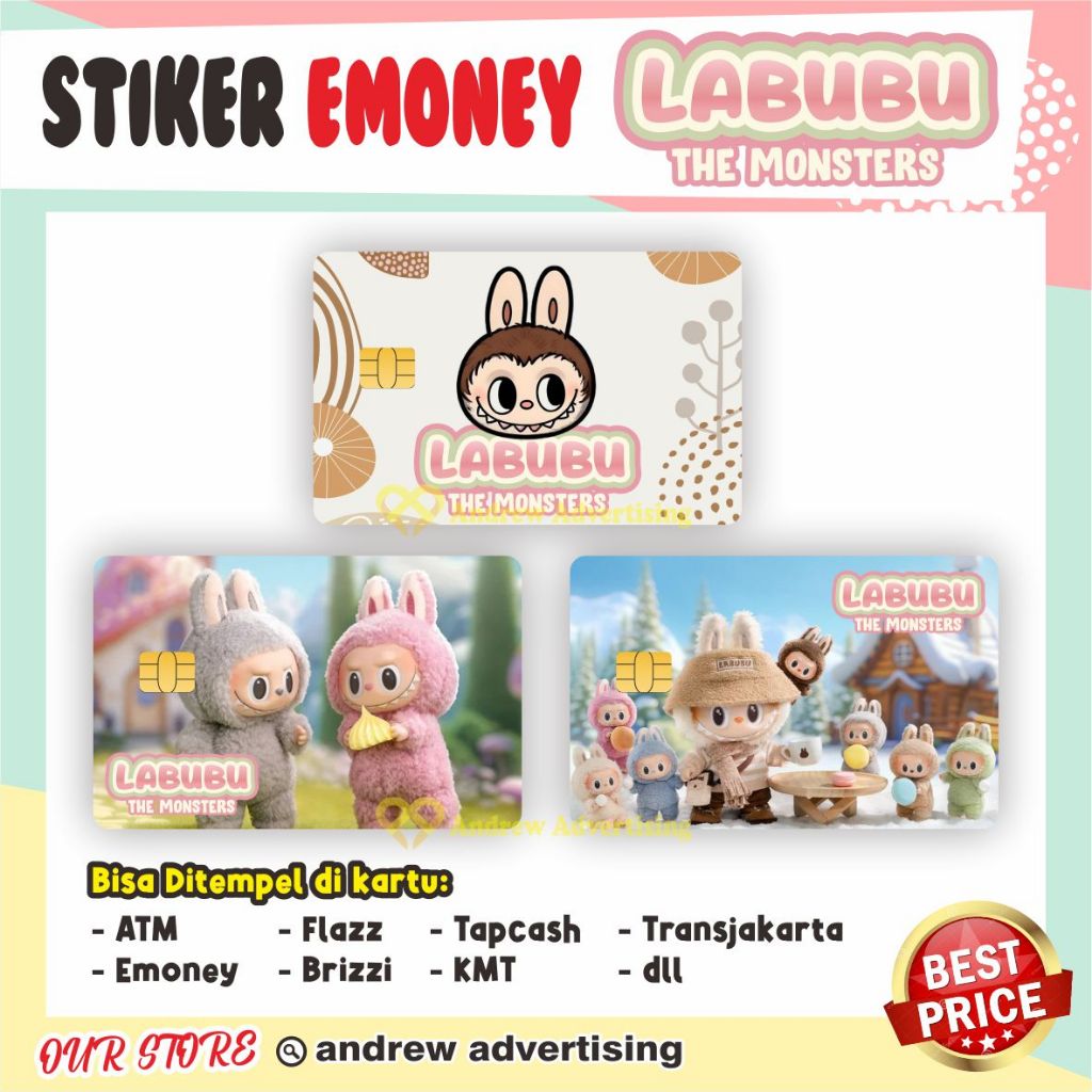 Jual Stiker Emoney Model LABUBU The Monster Bisa untuk Emoney, Flazz ...