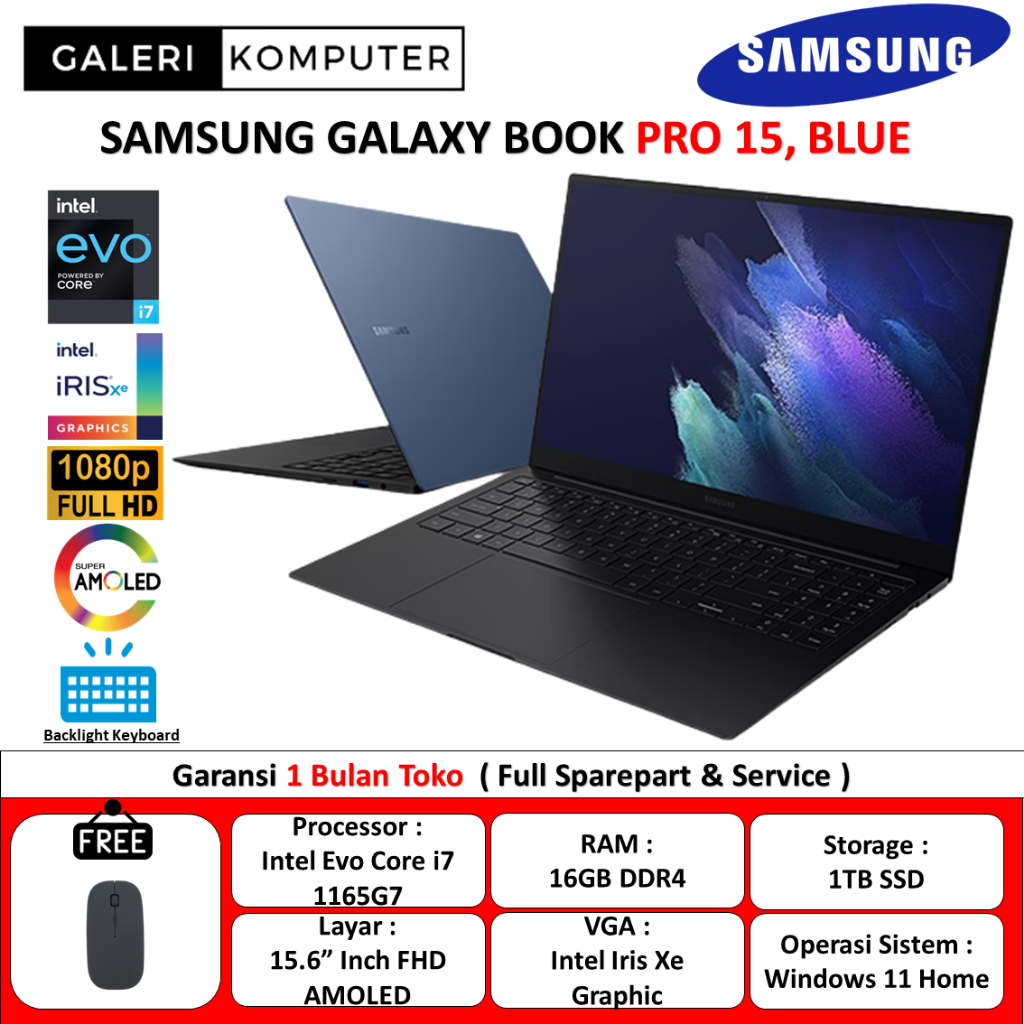 Jual LAPTOP SAMSUNG GALAXY BOOK PRO 15 INTEL EVO CORE i7 - 1165G7 16GB ...