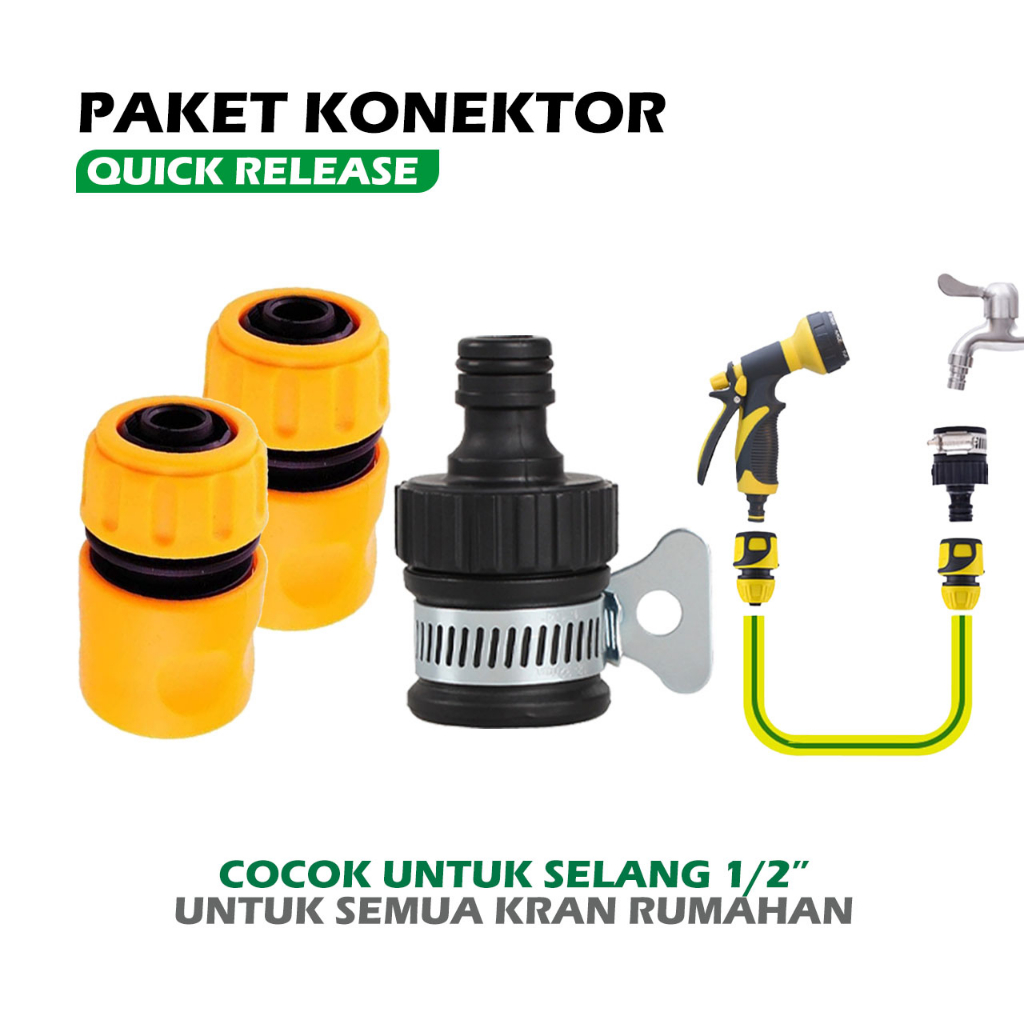 Jual Paket Konektor Selang Quick Release Plus Adaptor Kran - Konektor ...