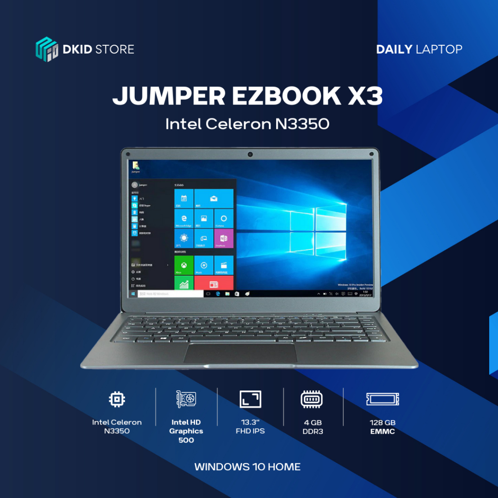 Jumper PC Portatile - Celeron N3350 · HD Graphics 500 · 13.3”, Full HD  (1920 x 1080), IPS · 256GB SSD · 8GB DDR3 · Windows 11 Home