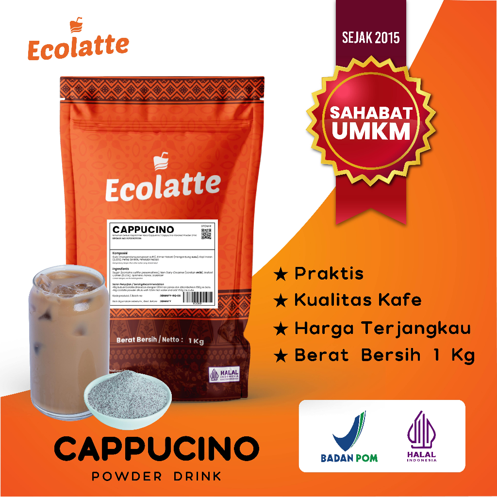 Jual Ecolatte Cappucino Bubuk Minuman 1 Kg Premium Powder Drink Enak