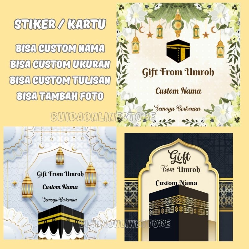 Jual Stiker Label Kartu Ucapan Sticker Gift From Umroh Bisa Custom Nama