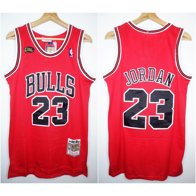 Jual JERSEY BASKET NBA SUPREME x LV x CHICAGO #23 MICHAEL JORDAN MERAH  MITCHELL&NESS