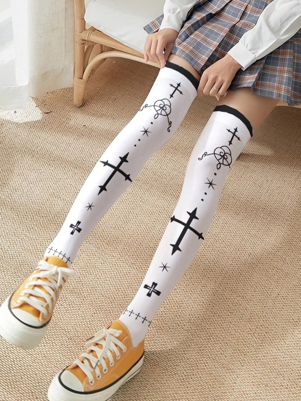 Jual Gothic Punk Anime Knee High Socks 8134 Shopee Indonesia