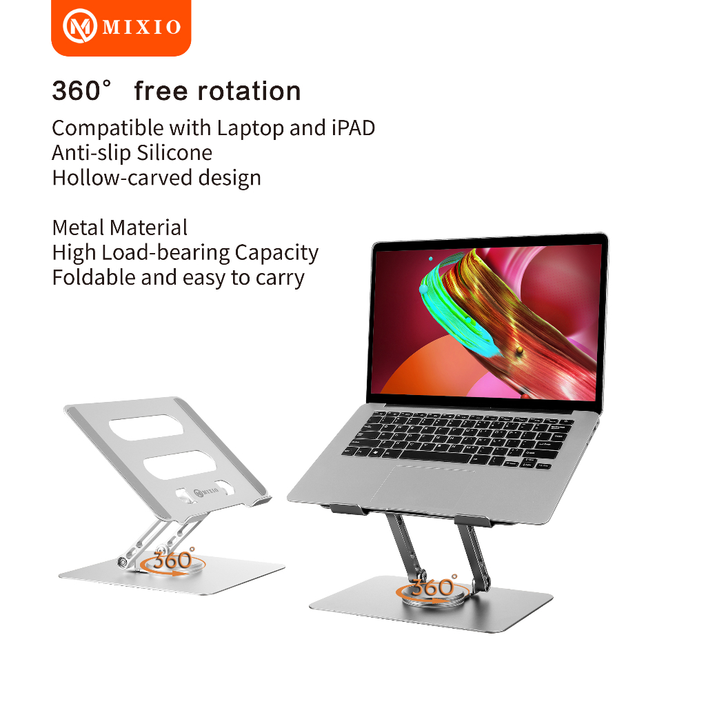 Jual Mixio Zm Rotating Dudukan Laptop Stand Holder Tablet Metal Shopee Indonesia