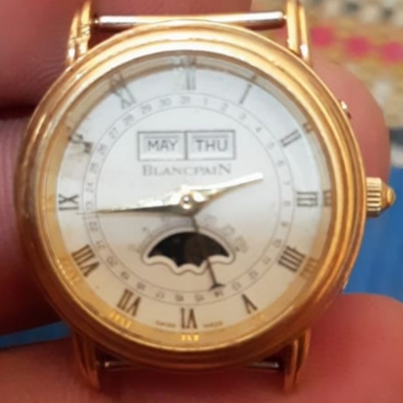 Jual jam tangan wanita BlancpaiN original case Gold 18k 750 bahan