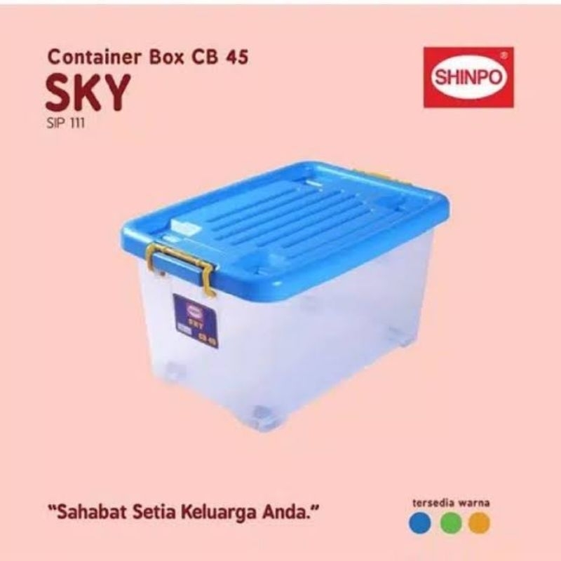 Jual CONTAINER BOX SHINPO KOTAK KONTAINER CB45 Liter cb 45 plastik roda ...