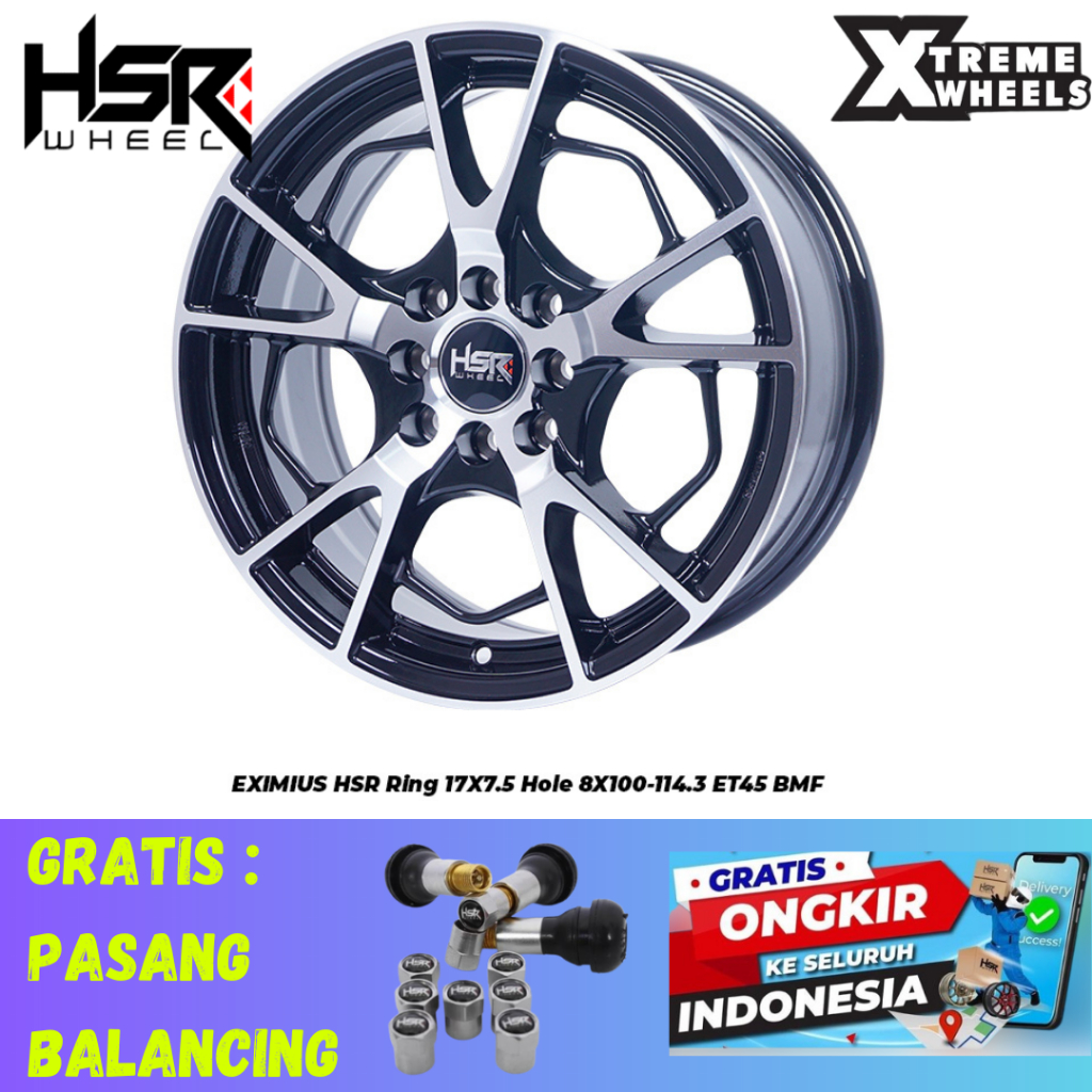 Jual Velg Racing R17 Ori Hsr Eximius Lebar 7,5 Et45 Rata Body Pcd 4x100 ...