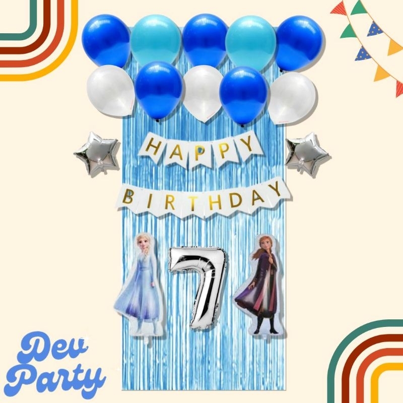Set Dekorasi Balon Ulang Tahun Tema Frozen Elsa