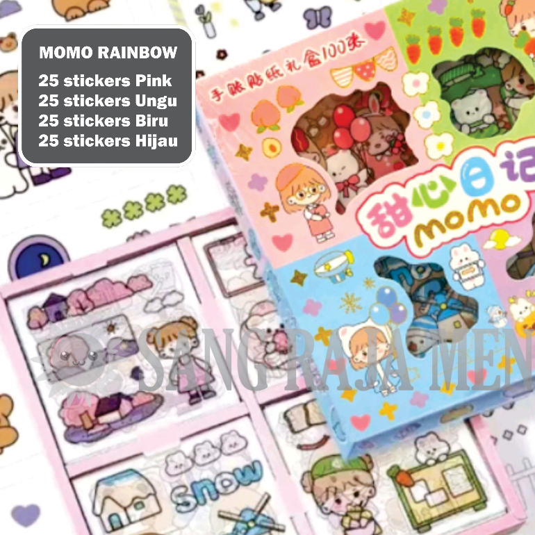 Jual Sticker Momo Waterproof Dapat Box Isi 100 Lembar Stiker Shopee Indonesia 7224