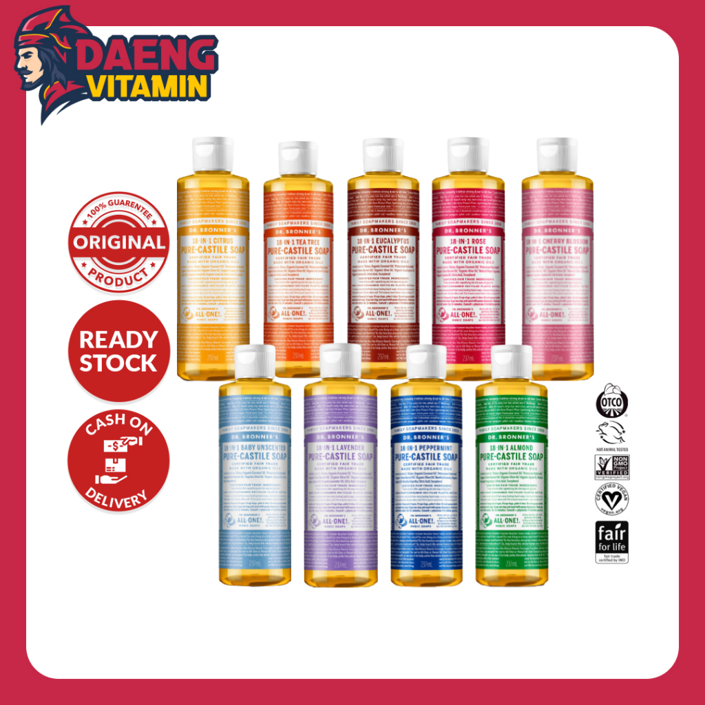 Jual Dr Bronners Bronner Pure Castile Liquid Soap Sabun Cair Organik 237ml Shopee Indonesia