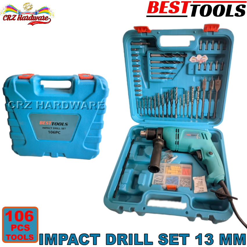 Jual Mesin Bor Set Box 106 Pcs Impact Drill Set Mata Bor Beton Tembok ...