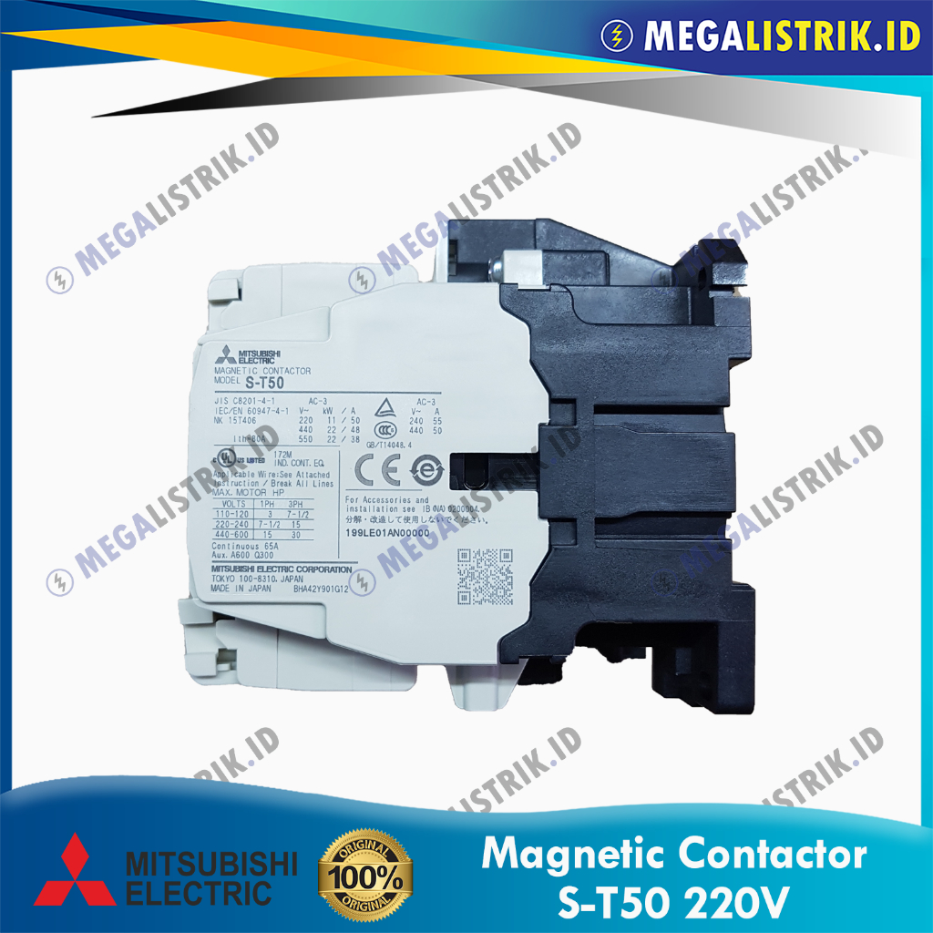 Jual MITSUBISHI KONTAKTOR S-T50 220V AC / MAGNETIC CONTACTOR S-T 50 ...