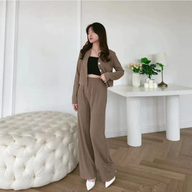 Jual Promo One Set Wanita Casey Rib Knit Setelan Wanita Terbaru Setelan Wanita Dewasa Baju