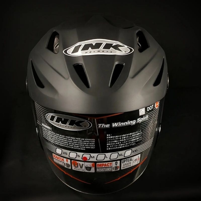 Jual HELM INK FLASH BLACK DOFF DOUBLE VISOR ORIGINAL HELM INK TOPI ...