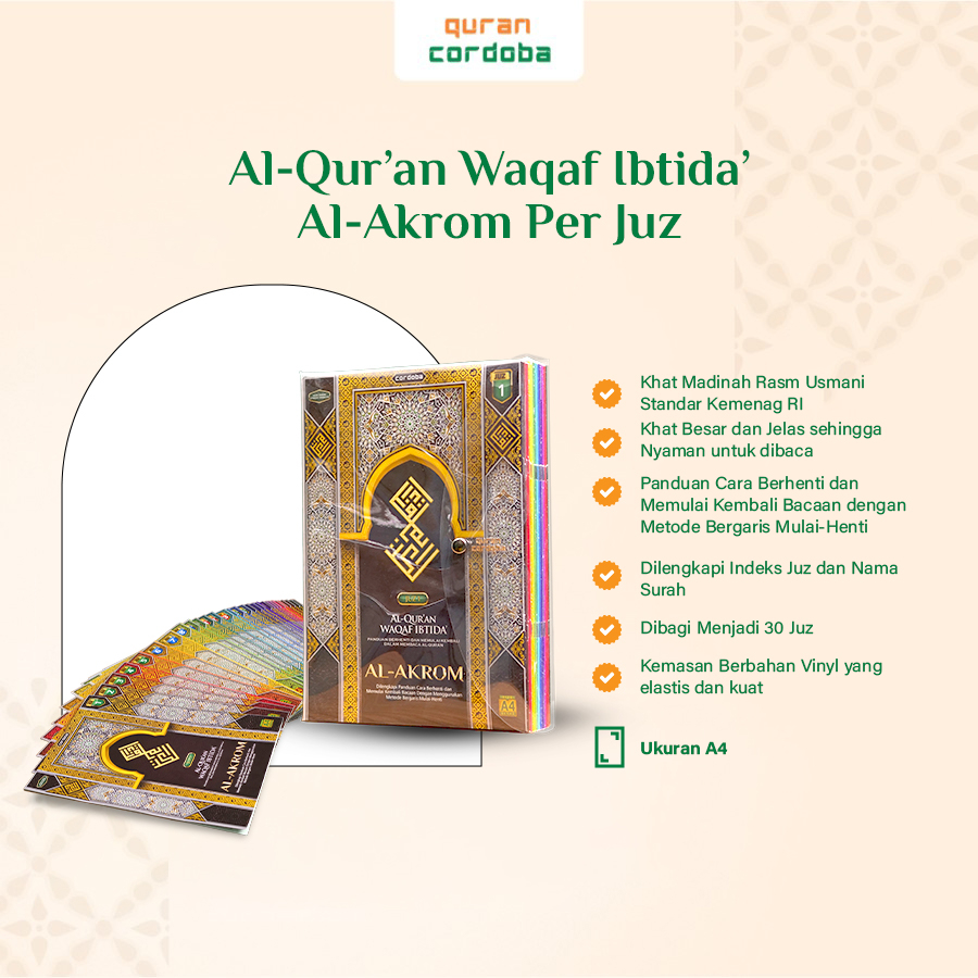 Jual Al Quran Cordoba Akrom Per Juz Waqaf Ibtida Tanpa Terjemah Ukuran ...