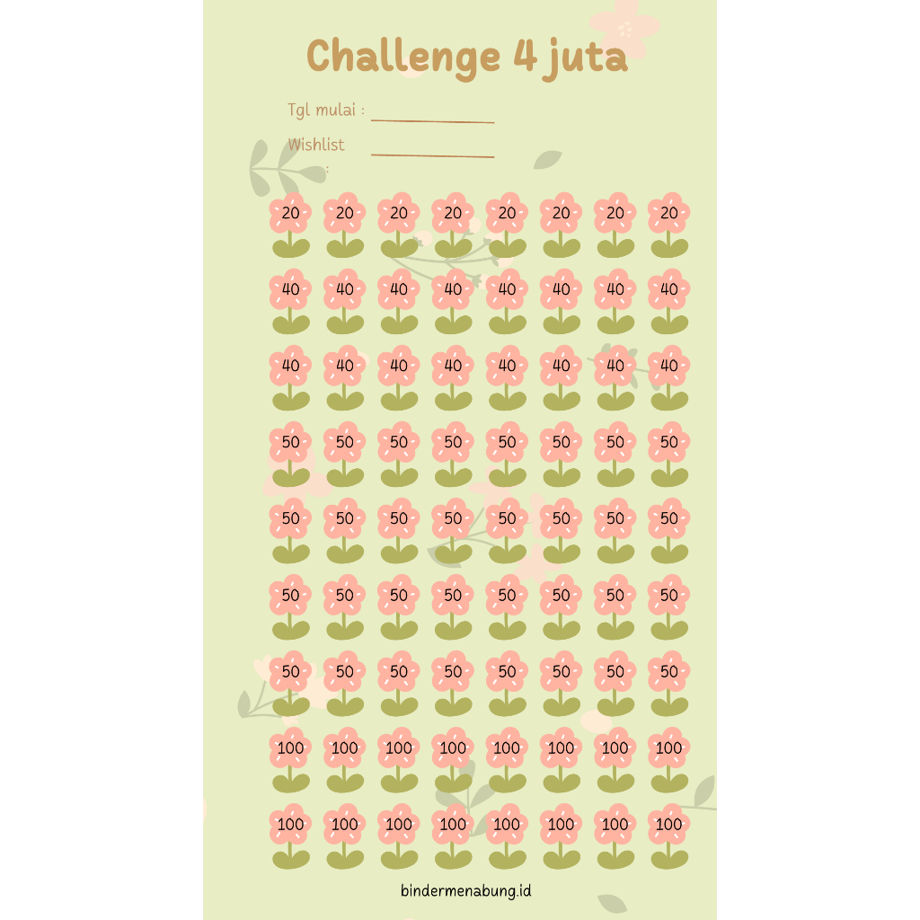 Jual Saving Challenge Binder A6 Tebal|Kertas Budgeting|Kertas Menabung ...