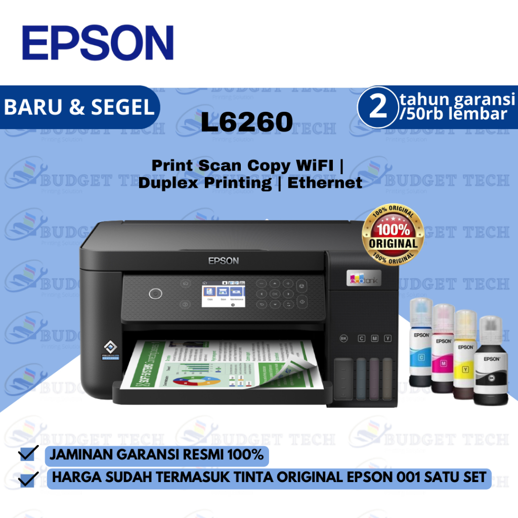 Jual Printer Epson L6260 A4 Wifi Print Scan Copy Duplex Pengganti L6160 New Garansi Resmi 7643
