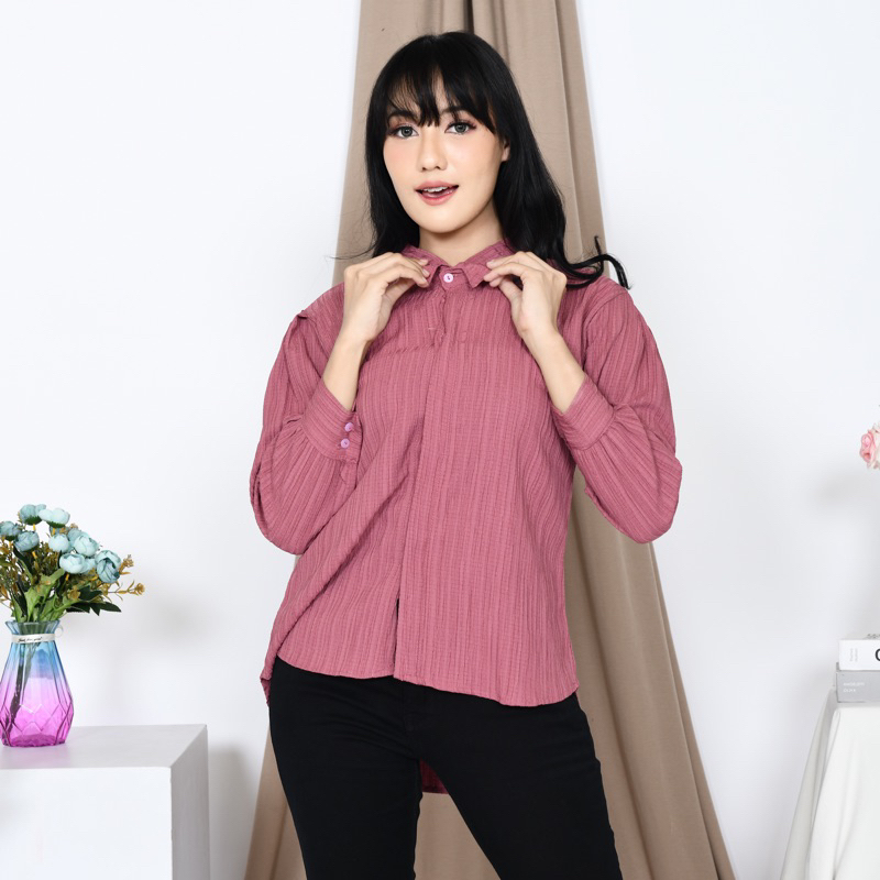 Jual Kemeja Premium Balon Lady Crush Kemeja Wanita Atasan Lady Crush Blouse Korean Style