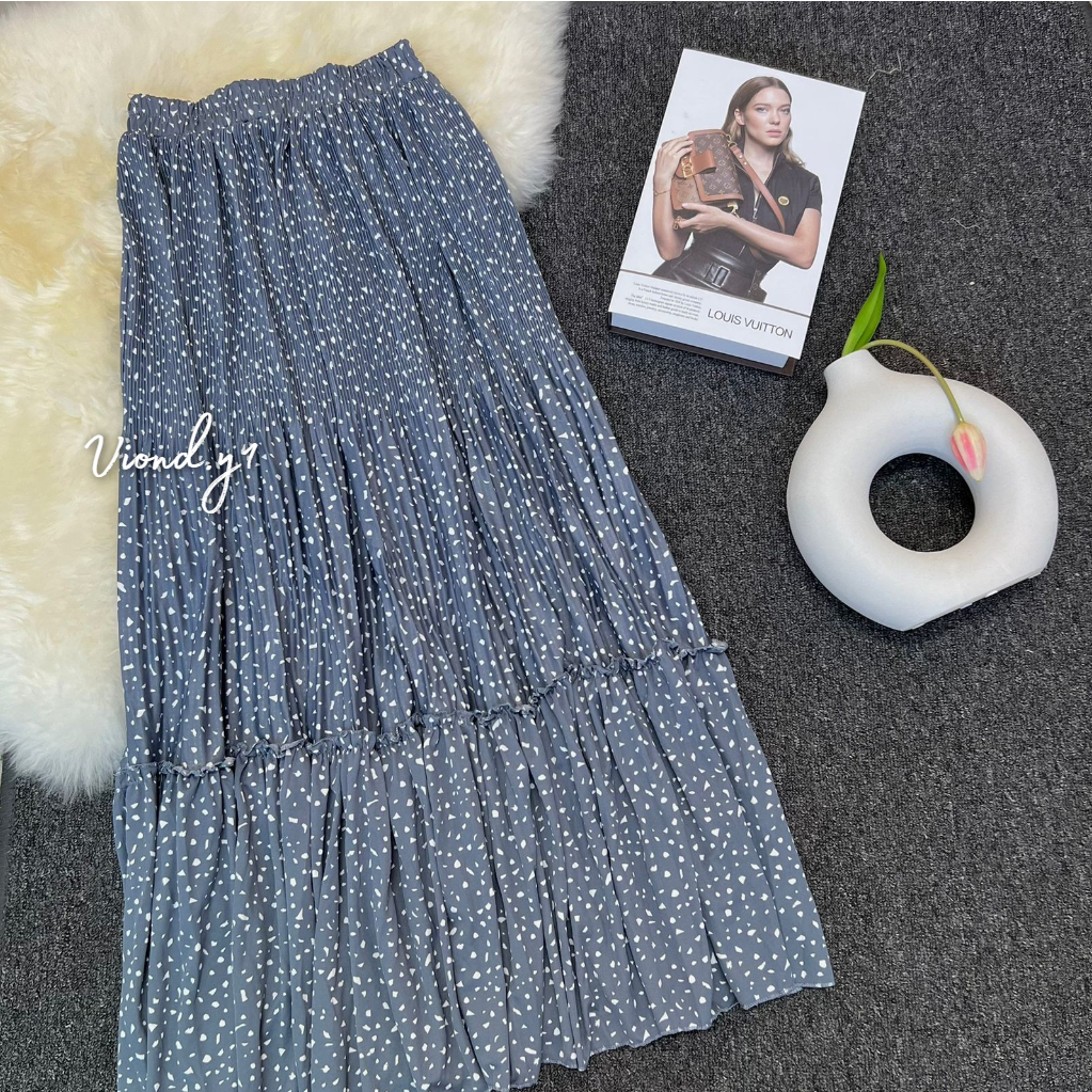 Jual Rok Plisket Tutu Rempel Motif Bunga Wanita Korea / Long Skirt ...