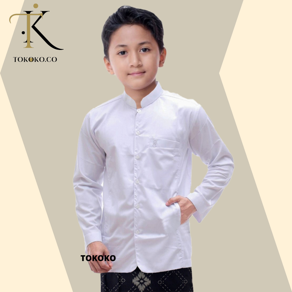 Jual Baju Koko Polos Anak Laki Laki Habaib Haibah Putih Coklat Army
