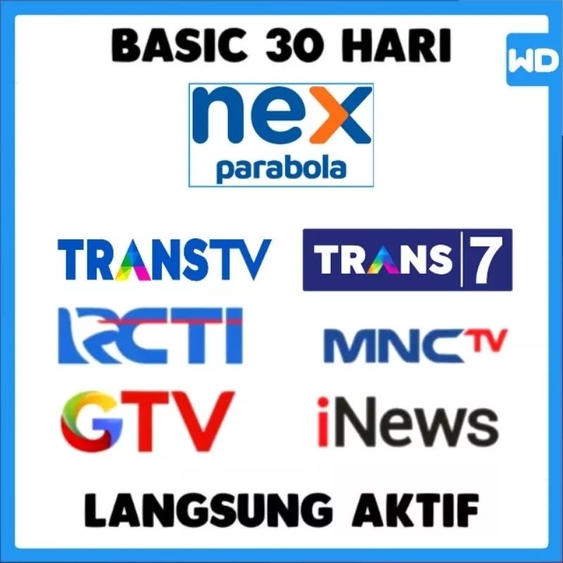 Jual Paket basic Nex Parabola 30 hari (termasuk,MNCtv,Gtv,Rcti,dll ...