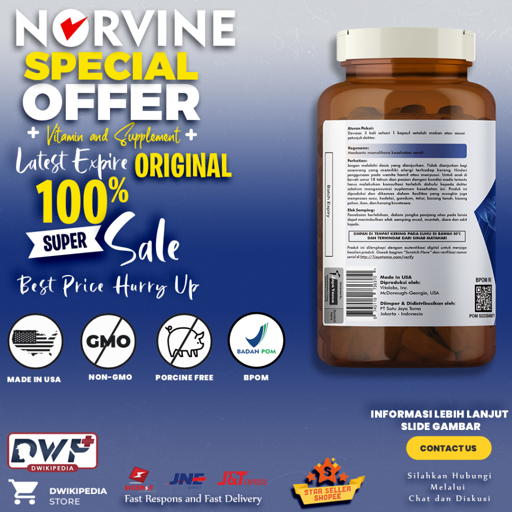 Jual Norvine Triple Glucosamine Chondroitin & MSM - 100 Capsules ...