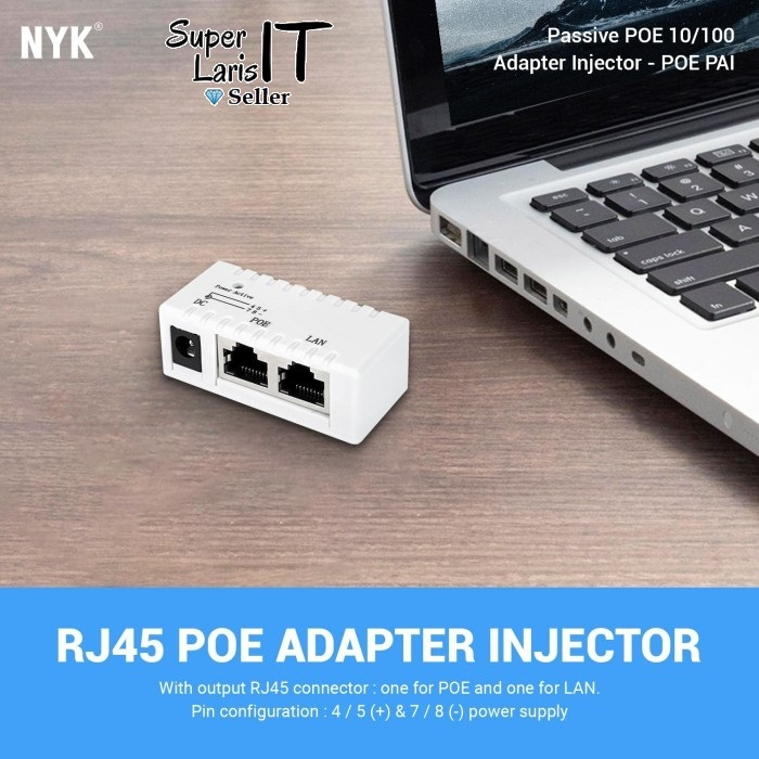 Jual Passive RJ45 Poe NYK 10/100 Adapter / Injector | Shopee Indonesia