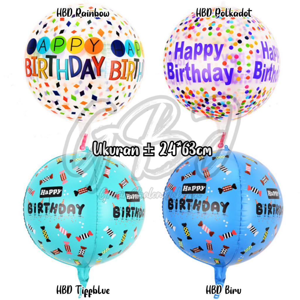 Jual Balon Foil JUMBO 4D Happy Birthday - 24*63cm | Shopee Indonesia