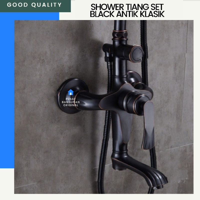 Jual SHOWER SET COLUMN MIXER SHOWET SET TIANG MANDI HITAM BLACK KLASIK ...