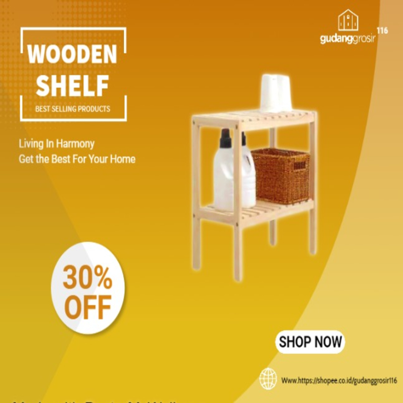 Jual Wooden Shelf 2 Uk50 / Rak Minimalis / Rak Kayu Serbaguna / Rak ...