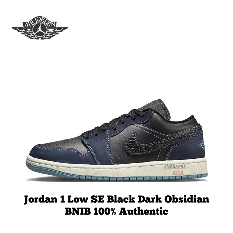 Jual Nike Air Jordan 1 Low SE Black Dark Obsidan FJ5478-010 BNIB 100% ...