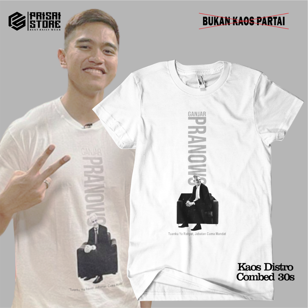 Jual Kaos Baju Capres Ganjar Pranowo Pria Wanita Cotton Combed 30s Kaos