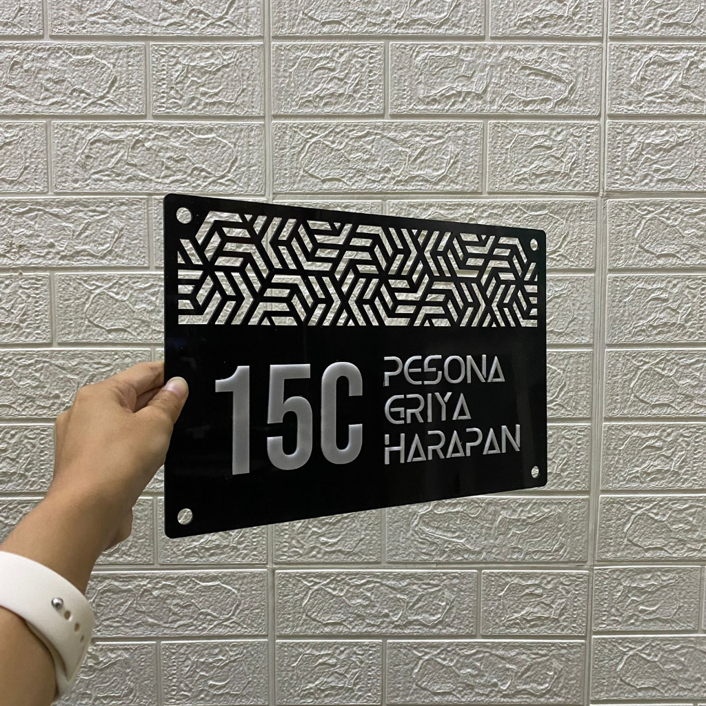 Jual Nomor Rumah Akrilik Laser Cut Timbul Pattern 30cm x 20cm | Shopee ...