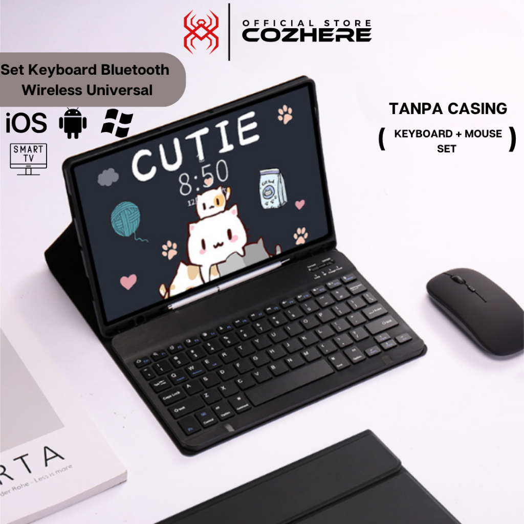 Jual Keyboard Mouse Wireless Bluetooth Set Universal Untuk Ipad Android