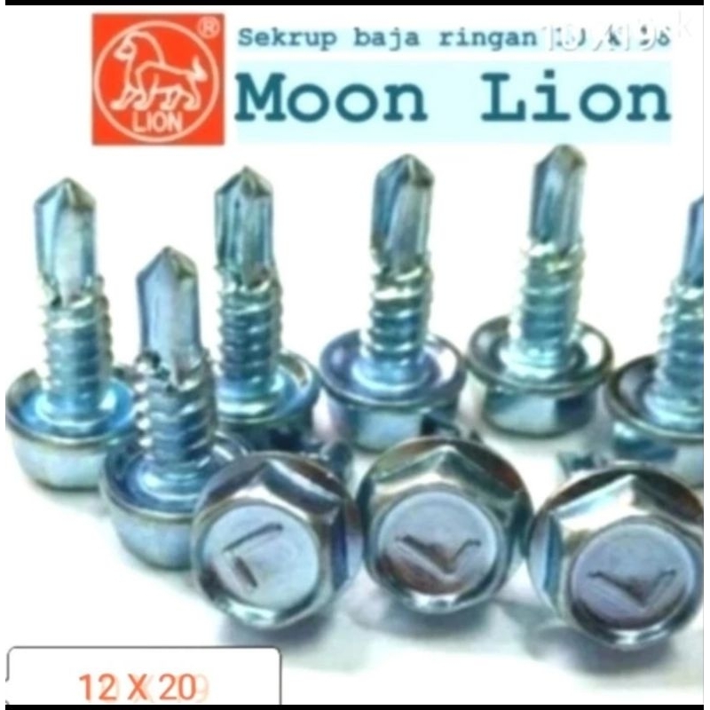 Jual BAUT BAJA RINGAN 12X20 MOON LION/ SEKRUP ROOFING PUTIH 12X20 MOON ...