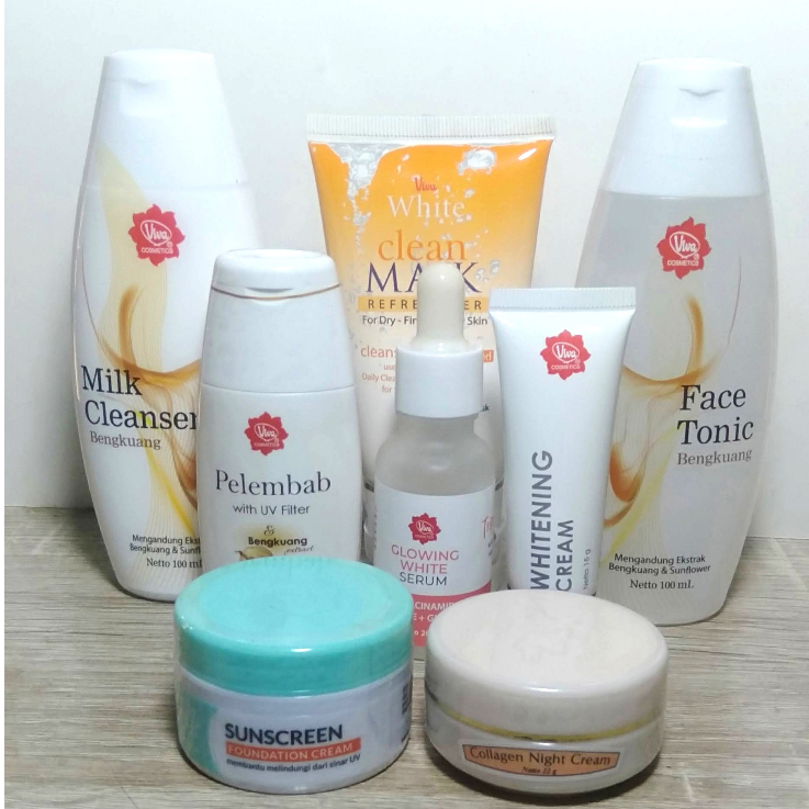 Jual Viva set glowing white Viva cosmetics paket whitening daily skincare paket viva mencerahkan kulit normal Shopee Indonesia
