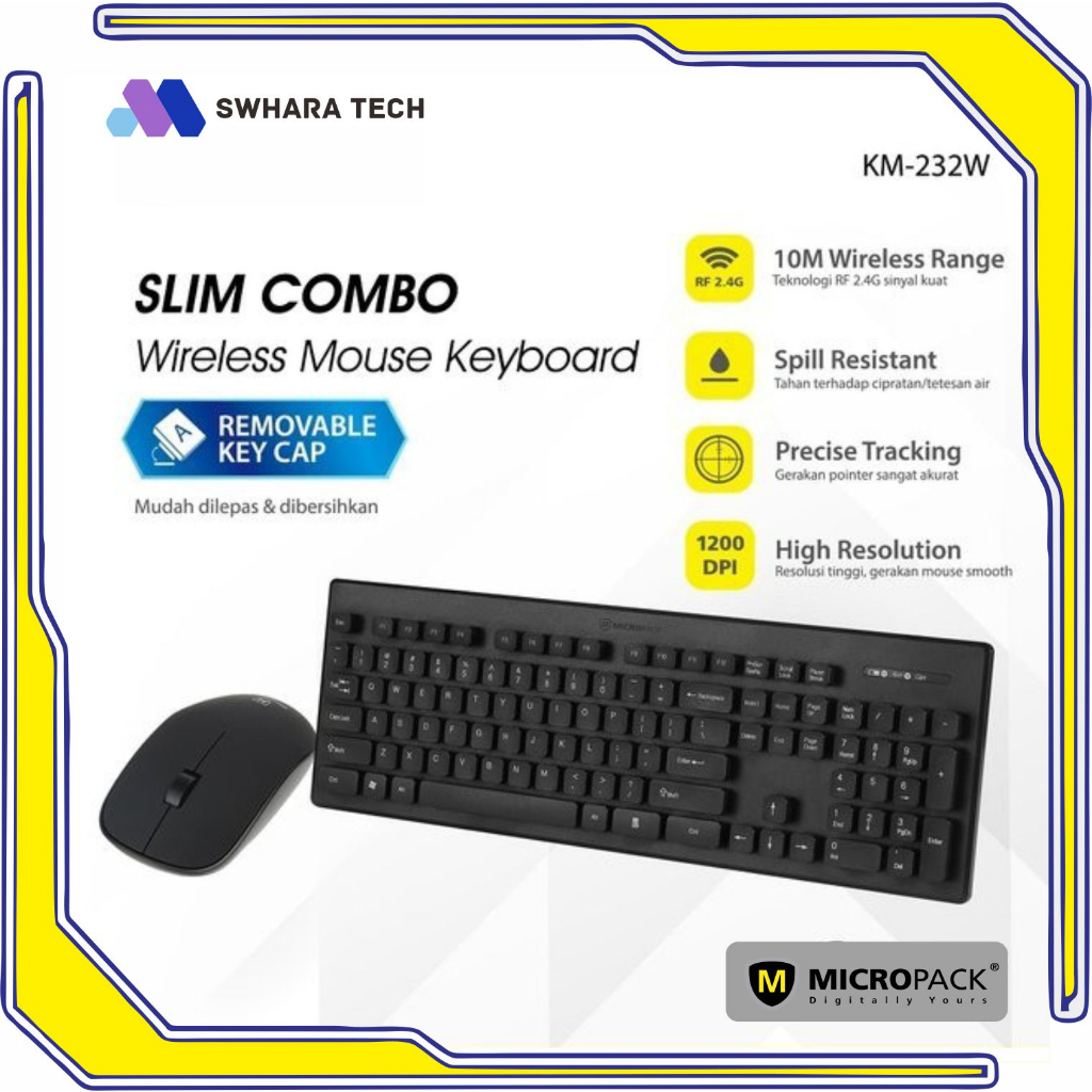 Jual Micropack Slim Combo Wireless Mouse Keyboard Ergonomic Km 232w Shopee Indonesia 3259