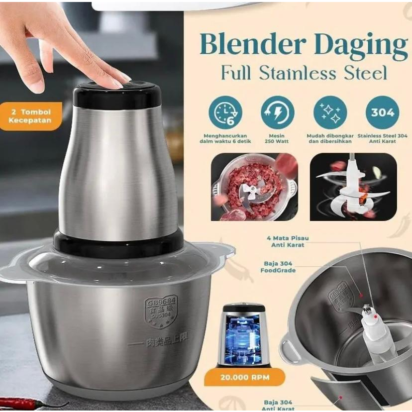 Jual Blender Daging Stainless / Blender Stainless/Food Chopper/Blender ...