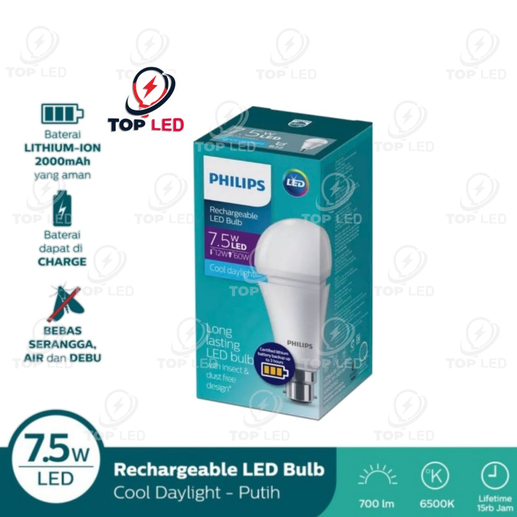 Philips Lampu LED Emergency Rechargeable 7.5W 6500K Putih