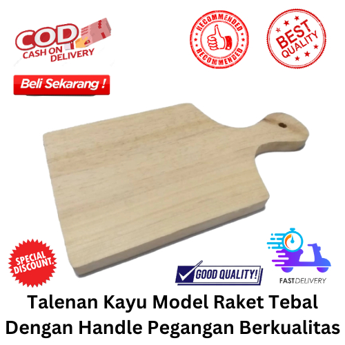 Jual [BISA COD] PROMO Talenan Kayu Model Raket Tebal Dengan Handle ...