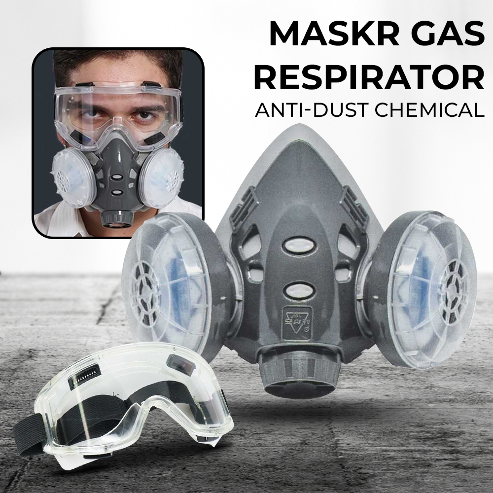 Jual Masker Gas Respirator Anti-Dust Chemical Safety Glasses / Masker ...
