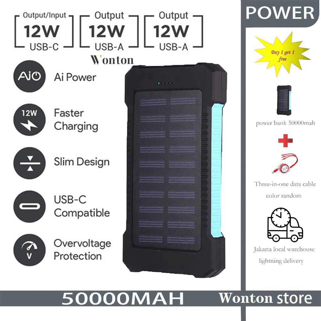Jual Wonton power bank original asli 50000mah Beli 1 dapat 1 gratis