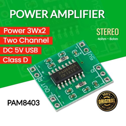 Jual Power Ampli Rakitan PAM8403 5V 3W x 2 Modul Mudah Dirakit Bisa ...
