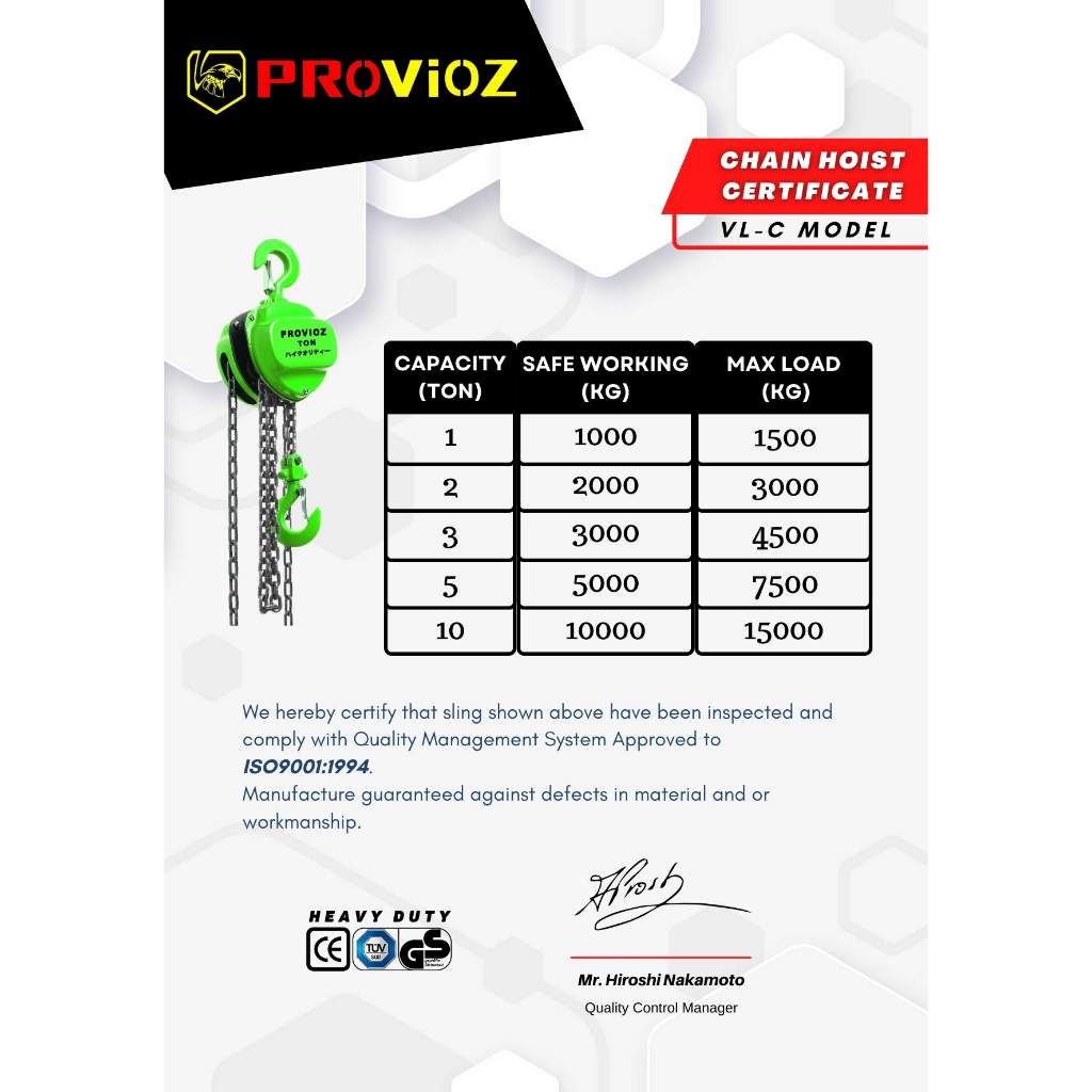 Jual PROVIOZ Chain Hoist / Chain Block / Katrol Rantai 2 Ton | Shopee ...