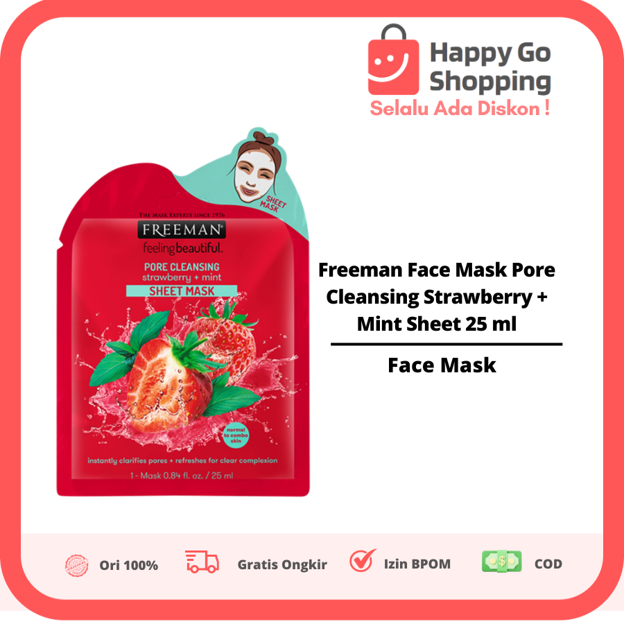 Jual Freeman Face Mask Pore Cleansing Strawberry + Mint Sheet 25 ml
